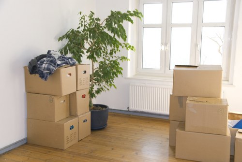 Staff preparing workstations for a business move